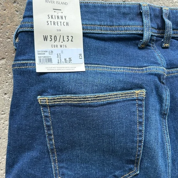 River Island Dark Blue Skinny Jeans - Picture 4 of 6